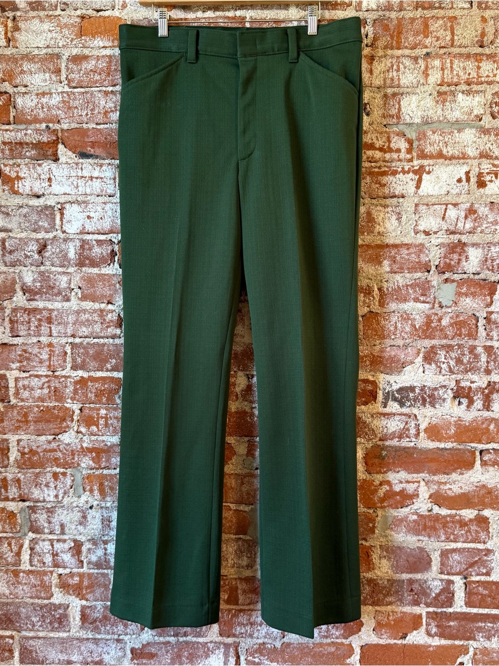 Vintage 1970's Men's Dark Green Leisure Suit Trousers/Pants, Farah, Sz 34x32